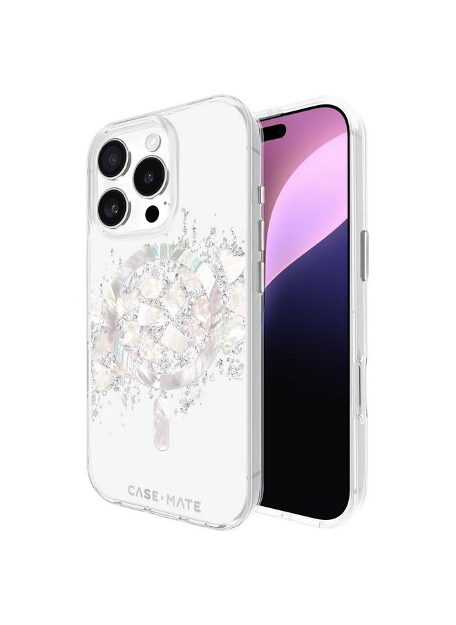 CASE-MATE Case-Mate iPhone 16 Pro Case [Compatible with MagSafe] - Stylish Mother of Pearl Phone Case with 12ft Drop Protection - Premium Magnetic Cover for iPhone 16 Pro - Touch of Pearl  - Image 1