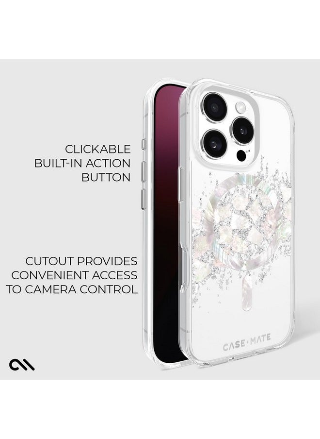 CASE-MATE Case-Mate iPhone 16 Pro Case [Compatible with MagSafe] - Stylish Mother of Pearl Phone Case with 12ft Drop Protection - Premium Magnetic Cover for iPhone 16 Pro - Touch of Pearl  - Image 4