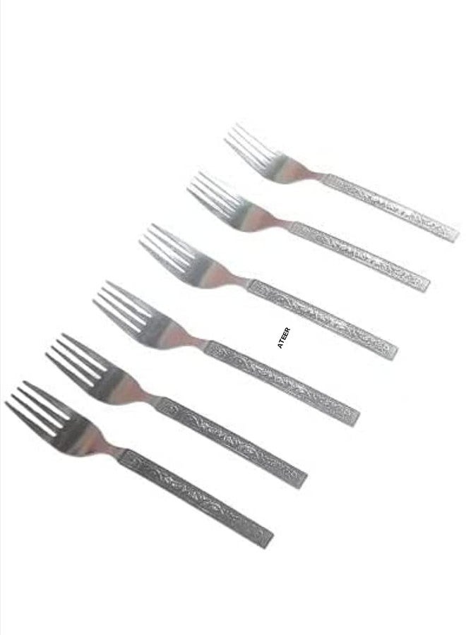 Ateer Stainless Steel Mix Cutlery Set/Table Ware Cutlery/Dinner Cutlery/Spoon & Forks (Set of 6 Spoon & 6 Forks) - Image 2