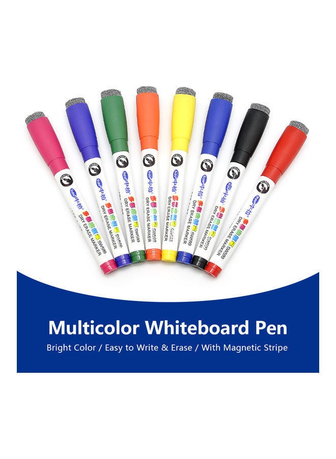 NIBEMINENT 8-Piece Dry Markers With Eraser Cap Multicolour - Image 1