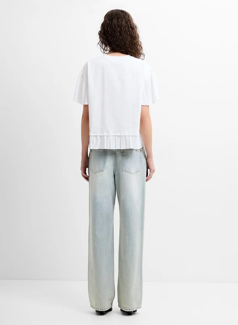 French Connection Rallie Plisse Trim Tee Shirt