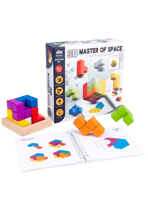 Children's Space Logic Sense Training Educational Toys Luban Soma Cube Rubik's Cube 3D Tetris-Color:3D Space Master Second-order 60 Questions