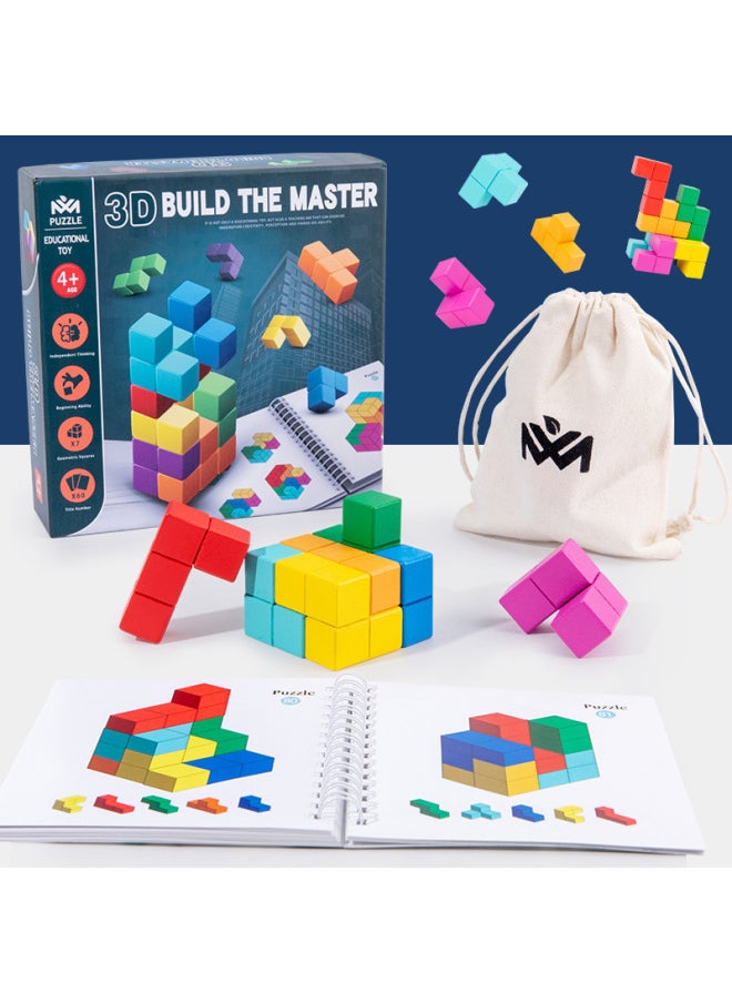 null - Children's Space Logic Sense Training Educational Toys Luban Soma Cube Rubik's Cube 3D Tetris-Color:3D Space Master Second-order 60 Questions - Image 1