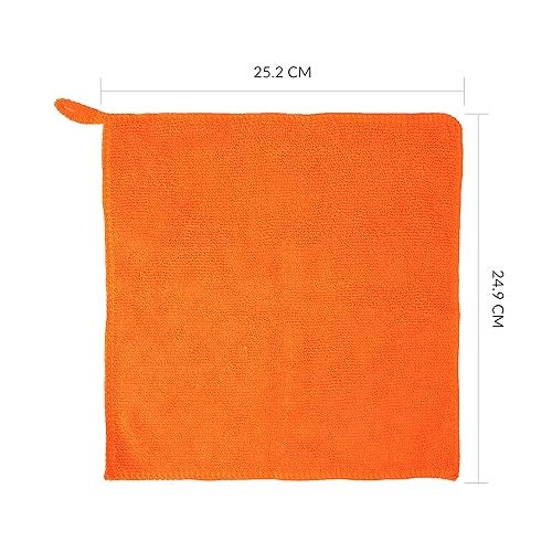 Tukzer Microfiber Cloth - 2 pcs 25X25 cms 280 GSM Cleaning Kit Cloth for Laptop, Monitor, Camera Lens, Binoculars, TV Projector, Electronics (Orange - Green) - Image 5