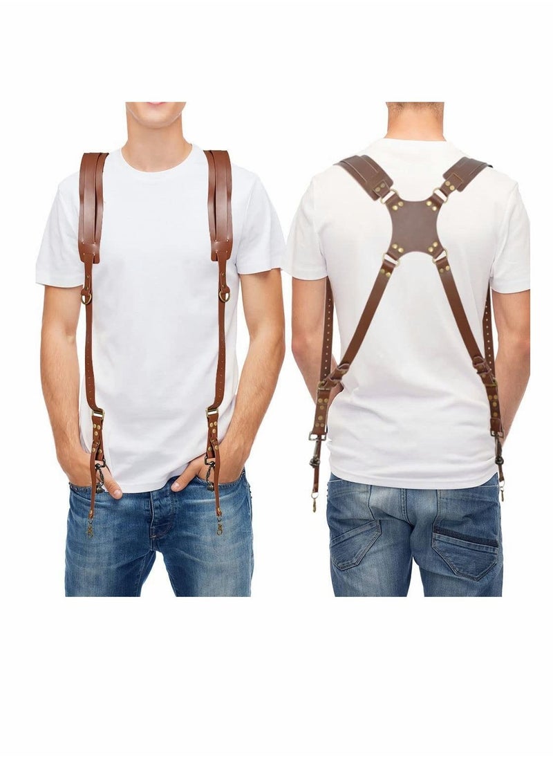 Generic - Camera Strap Camera Shoulder Strap for Two Cameras Dual Camera Strap Accessories Adjustable Leather Camera Harness for DSLR SLR - Image 1