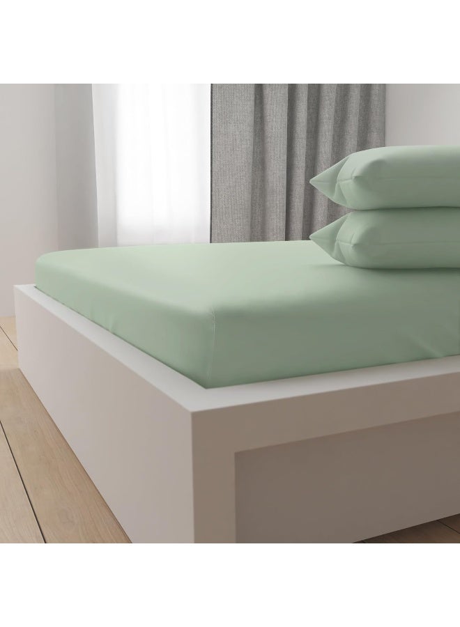 Hotel Linen Klub Hotel Linen Klub Luxury 100% Cotton 350TC Fitted Sheet Set - Ultra Soft & Breathable, Hypo Allergenic Premium Quality Bedding, Size: Queen 150x200+40cm deep pocket and 2pc Pillowcase 50 x75cm, Sage Green  - Image 1