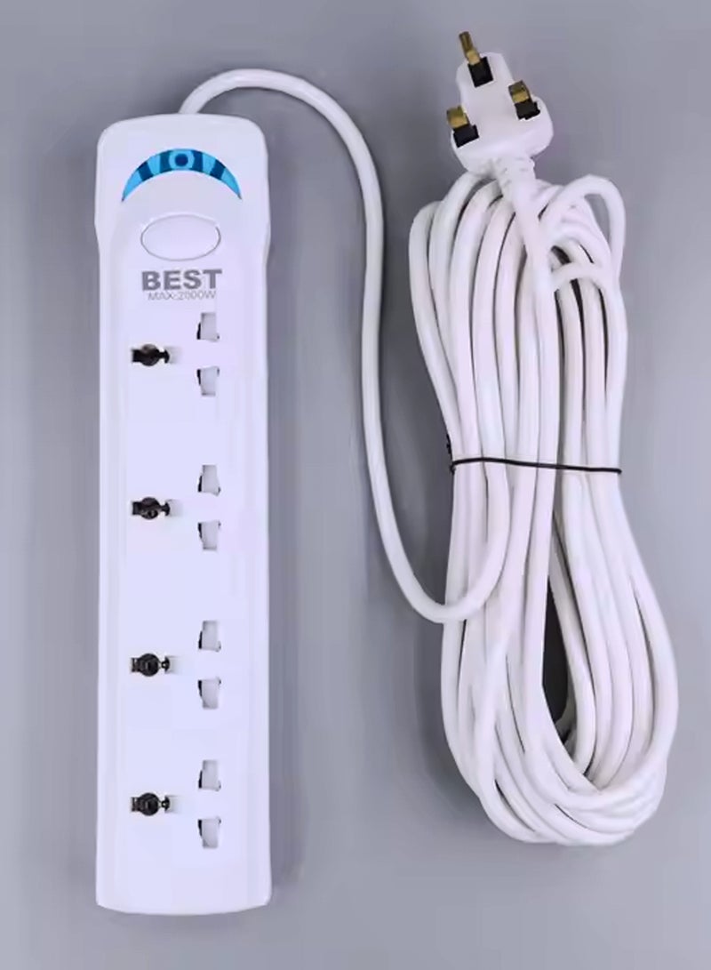 Best مأخذ طاقة عام مع 4 مآخذ و سلك تمديد بطول 10 متر