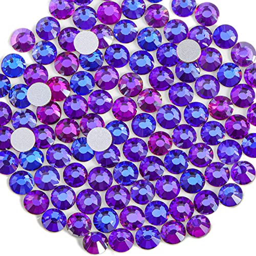 Beadsland Flat Back Crystal Rhinestones Round Gems for Nail Art and Craft Glue Fix Purple Velvet 8386mm SS40144pcs - Image 1