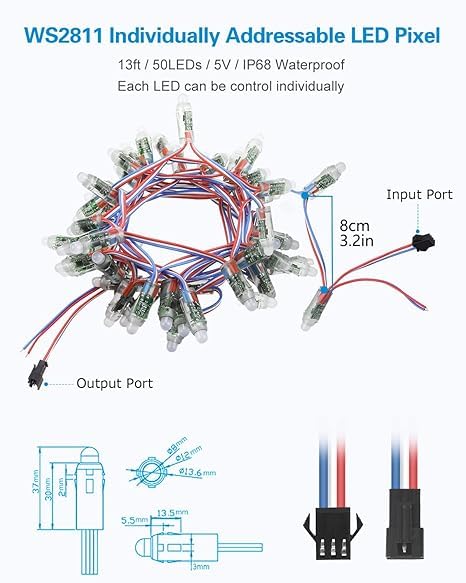 Ws2811 12Mm Diffused Digital RGB Led Pixel Light Individually Addressable Round Led Pixels Module Ip68 Waterproof Dc 5V Multicolor  - Image 2