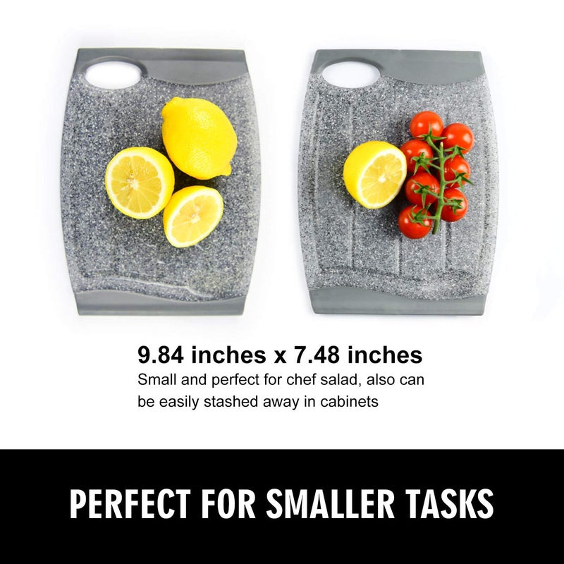 Ginkick Small Plastic Cutting Board Set Of 2  Mini Cutting Board For Small Kitchen Tasks  Non Slip Edges  Unique Design With Multiple Juice Grooves! Bpa Free  Non-Porous  Dishwasher Safe (9.84"" X 7.48"") - Image 2