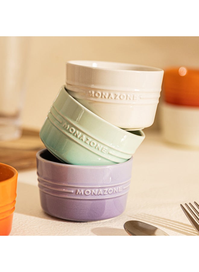 Modern Housewife MONAZONE Air Fryer Special Shuffel Baking Bowl Ceramic Oven Baking Dessert Pudding Bowl-Specifications:Colorful Shufulei Blue-Capacity:150ml  - Image 1