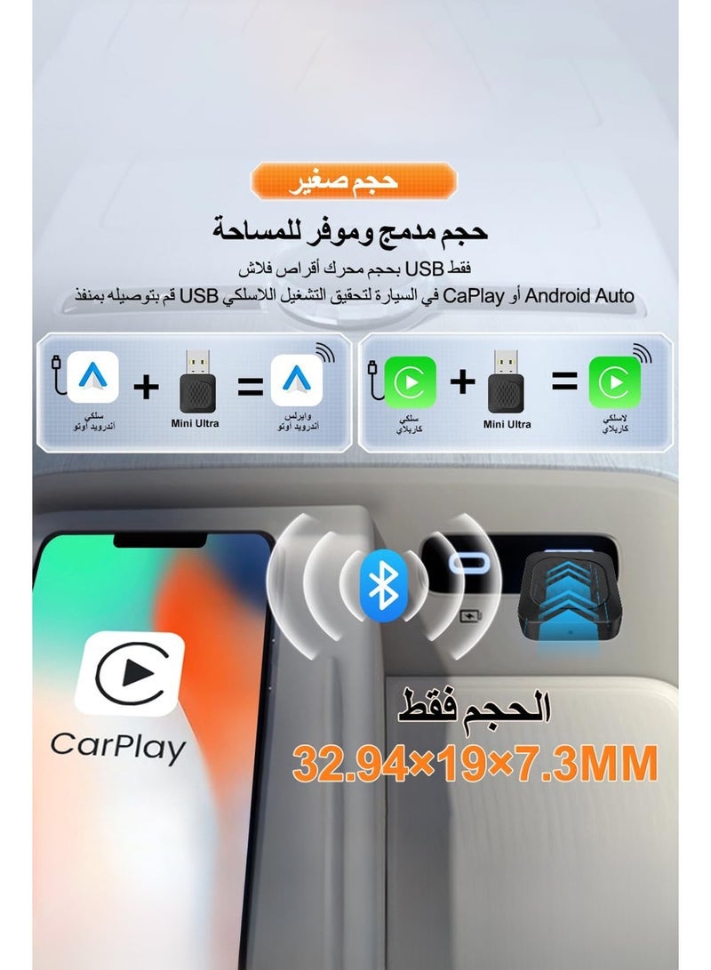 Mini Wireless Carplay Adapter, Convert Wired to Wireless Car Play & Android Auto 2-in-1 Adapter Auto Connect for Factory Wired CP/AA,Not Use for BMW and Tesla - Image 3