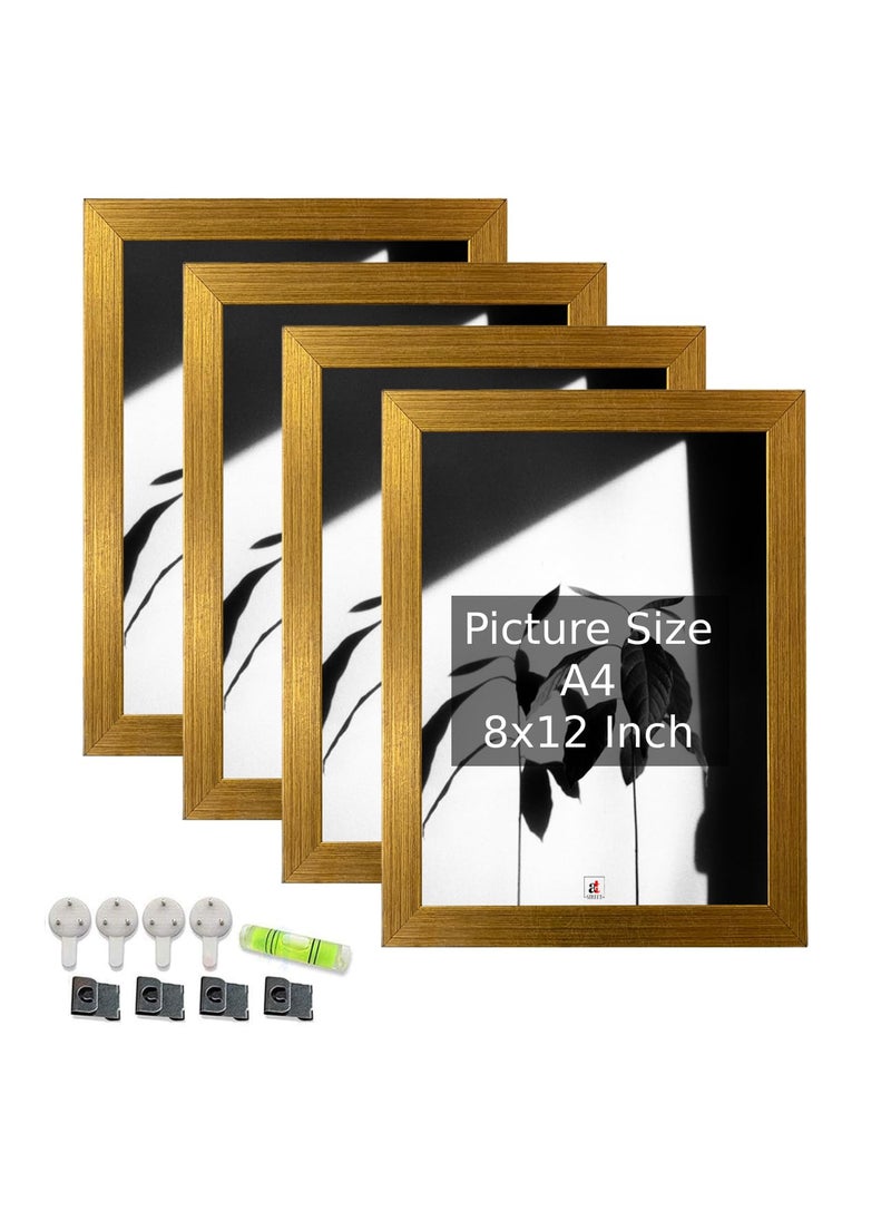 Art Street Art Street A4 Size Certificate, Document Photo frames Set of 4 For Home Decoration, Living Room, Office Decoration (Vintage Gold, Size: 8" x 12")  - Image 1