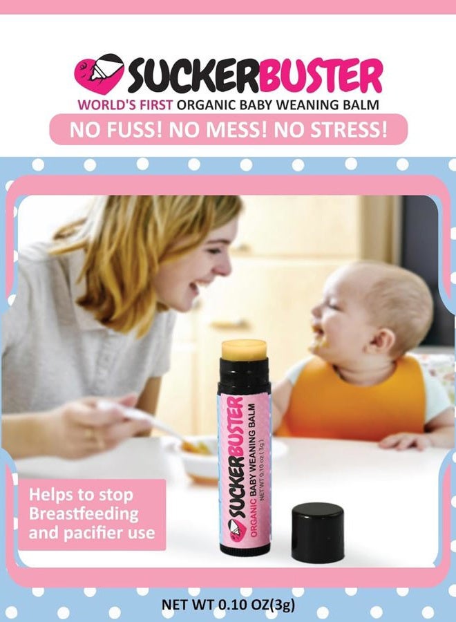 SUCKERBUSTER Baby Breastfeeding Weaning Balm Stick - 10oz Plant Based, Organic Vegan, Postpartum Essentials Must Haves, Stop Breastfeeding Essentials, Organic Nipple Cream in Balm Stick - Image 3