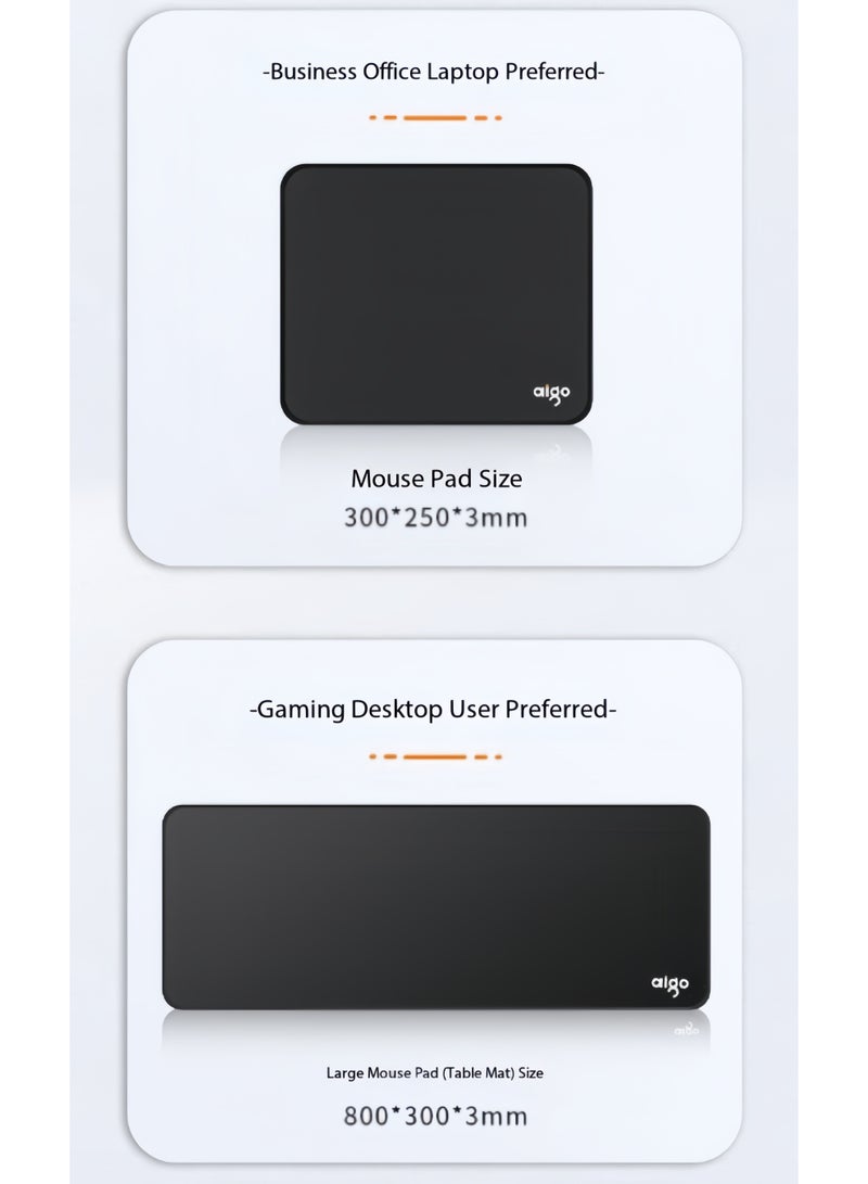 آيجو لوحة ماوس الألعاب Aigo M1 Pure Black، مقاس 300 × 250 × 3 مم ومقاس XL 800 × 300 × 3 مم - لوحة مفاتيح/سطح مكتب كبيرة جدًا ومقاومة للماء، مزودة بقاعدة مطاطية مانعة للانزلاق لتحكم سلس وثابت - Image 3