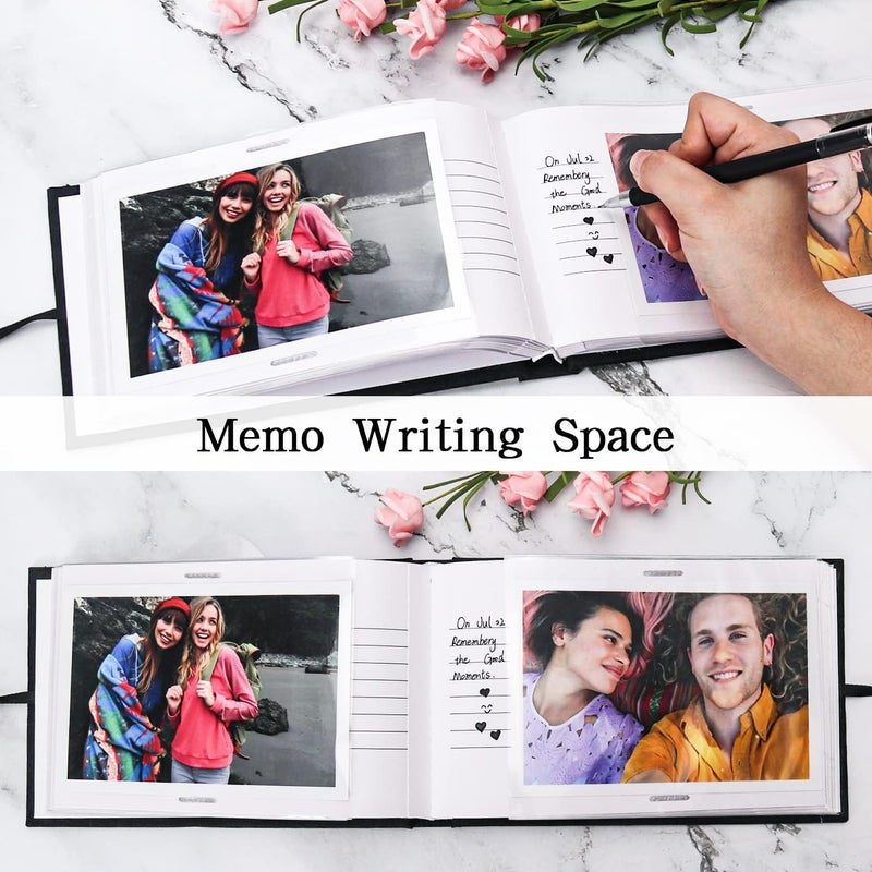 Vienrose ألبوم صور مقاس 4×6 بوصة، 50 جيبًا، غطاء من الكتان بإطار مع مساحات للملاحظات، كتاب صور مصغر لحفلات الزفاف والعائلة والأطفال والعطلات - Image 3