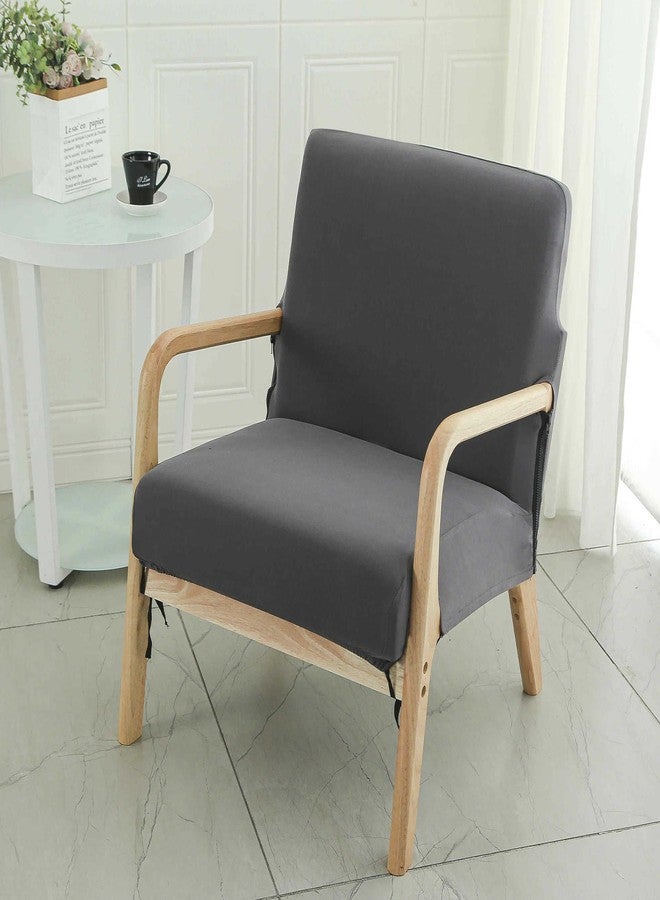 Deisy Dee Printed Mid-Century Modern Chair Cover, Stretch Reading Armchair covers, Upholstered Living Room Chair Covers (dark grey) - Image 2