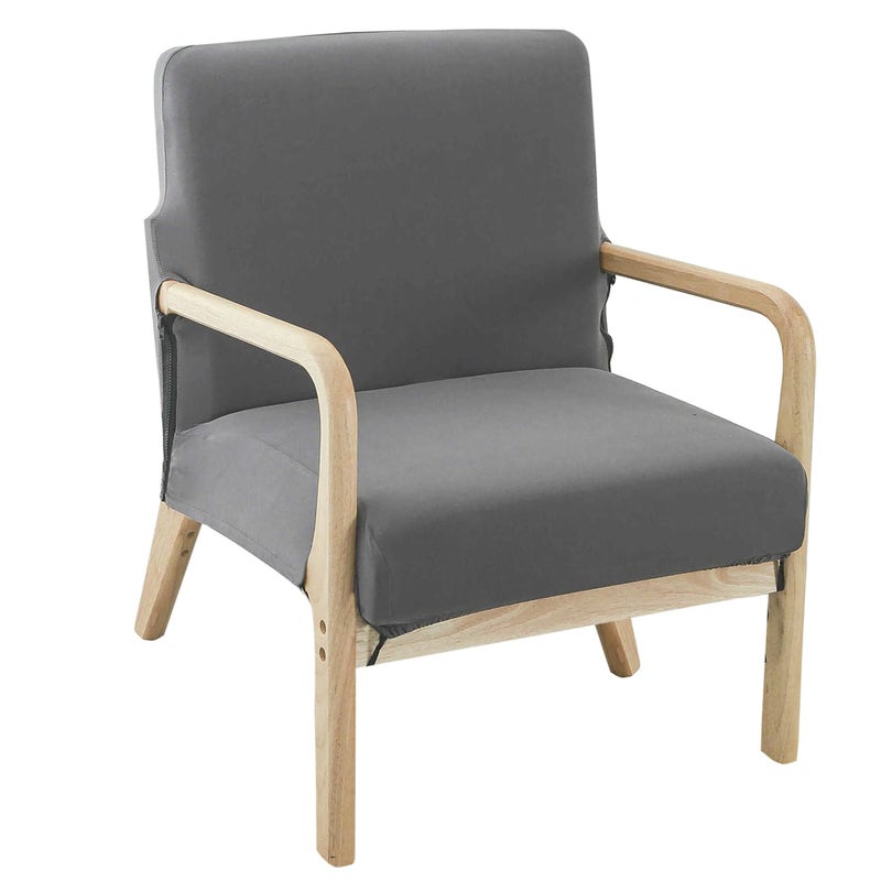 Deisy Dee Printed Mid-Century Modern Chair Cover, Stretch Reading Armchair covers, Upholstered Living Room Chair Covers (dark grey) - Image 1