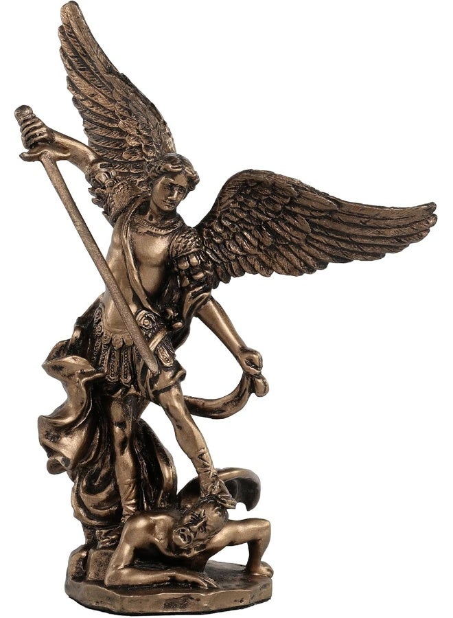 Veronese Design 4 Inch Archangel Saint Michael Slaying Demon Resin Figurine Hand Painted Bronze Finish - Image 1