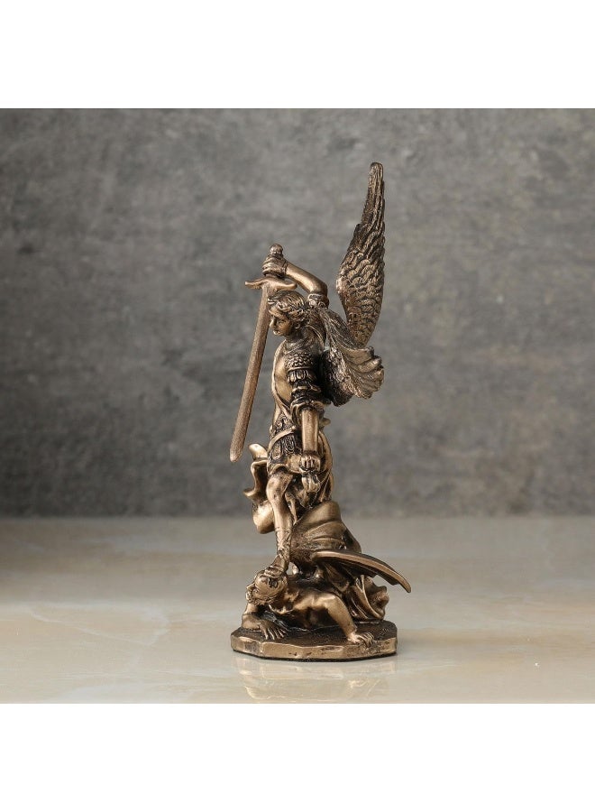 Veronese Design 4 Inch Archangel Saint Michael Slaying Demon Resin Figurine Hand Painted Bronze Finish - Image 3