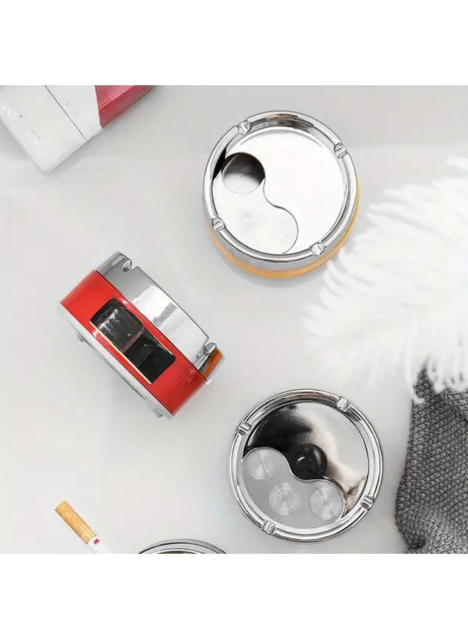Assorted Stainless Steel Rotating Ashtray With Sealed Lid Wind Resistant - Image 4