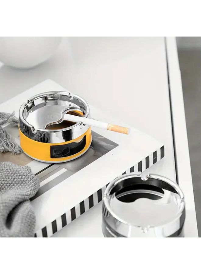 Assorted Stainless Steel Rotating Ashtray With Sealed Lid Wind Resistant - Image 1