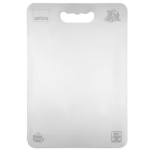 Celltone Premium Stainless Steel Chopping Board, Made in India, Food Grade, Rust Free, Non Slip, Anti Bacterial, Ideal for Vegetables, Fruits, Meat, and Baking (M) - Image 1