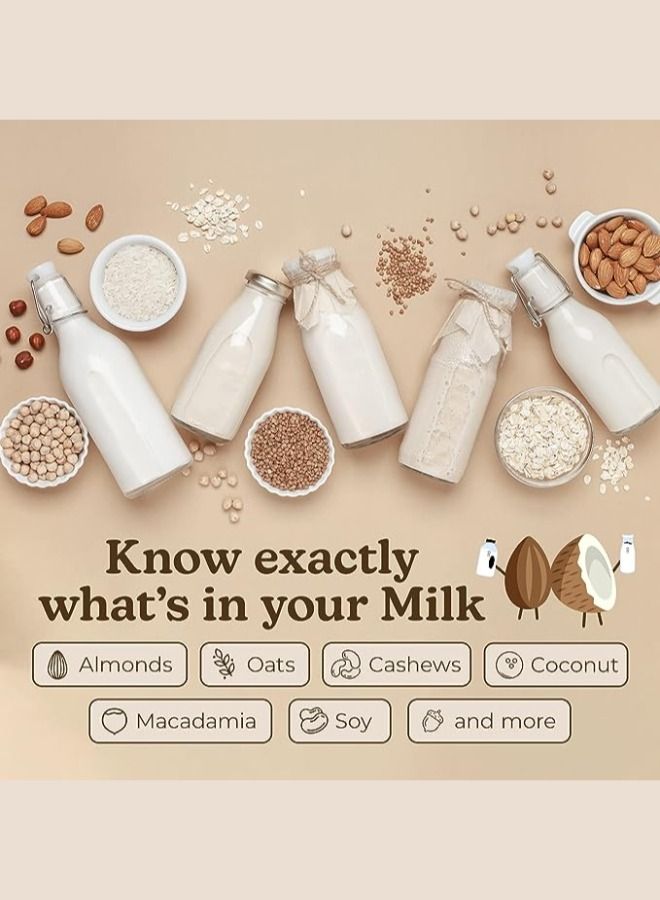Almond صانع الحليب - رفيق مطبخك النباتي المستدام، آلة حليب الكاجو، الحليب الخالي من اللاكتوز، حليب اللوز، حليب الصويا، حليب الشوفان، والمزيد يصنع 5-6 أكواب لكل دفعة، 220 فولت  - Image 4