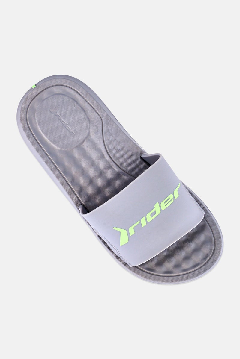 RIDER Men Brand Logo Slip On Slides, Grey - Image 3