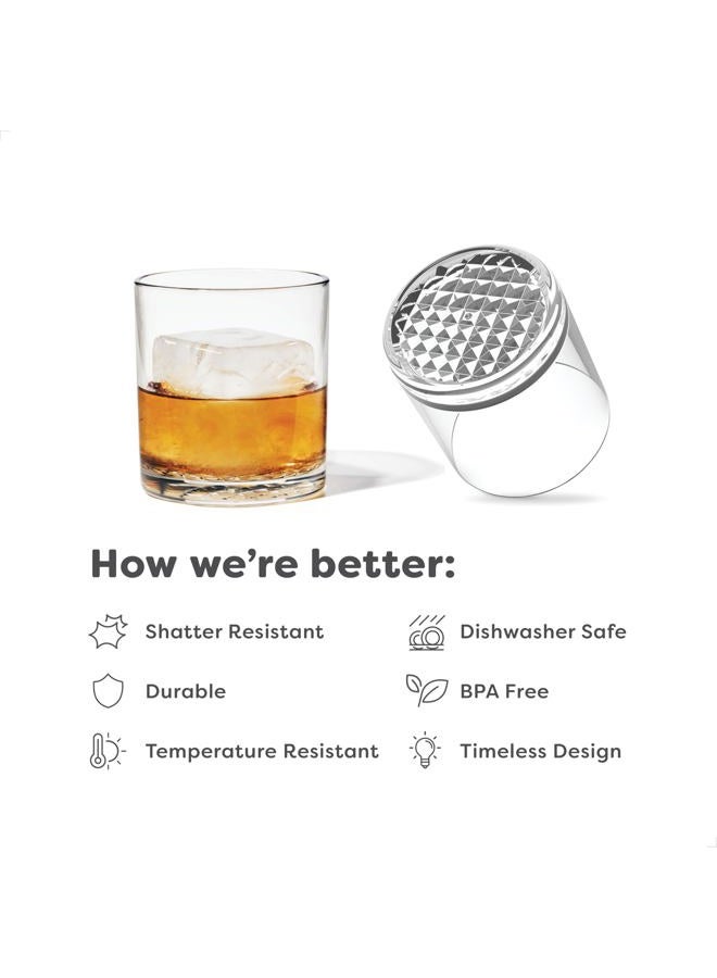 TOSSWARE RESERVE 12oz Old Fashion SET OF 4, Premium Quality, Dishwasher Safe & Heat Resistant Unbreakable Plastic Whiskey Glasses - Image 2