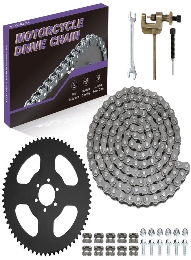 CILOYU 35 Chain 140 Links + Mini Bike Rear Sprocket 65 Teeth for Coleman CT100U Trail CC100X Baja Doodle Bug Blitz Dirt Bug Racer DB30 Predator 79cc 97cc 98cc 100cc Mini Bike Go Kart Powersports Part - Image 1