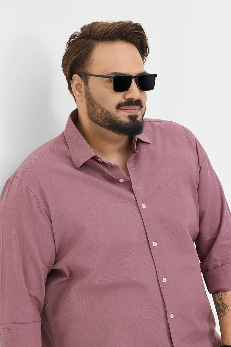 سنيتش Mauve Solid Long Sleeve Regular Fit Plus Size Shirt