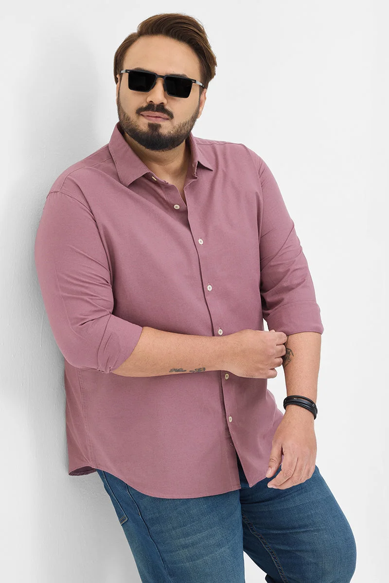 SNITCH Mauve Solid Long Sleeve Regular Fit Plus Size Shirt
