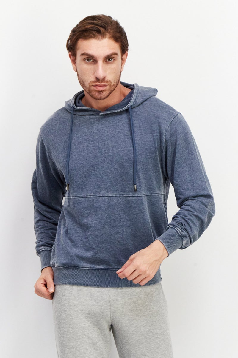 Sovereign Code سويت شيرت بقلنسوة للرجال بأكمام طويلة، لون كحلي - Image 1