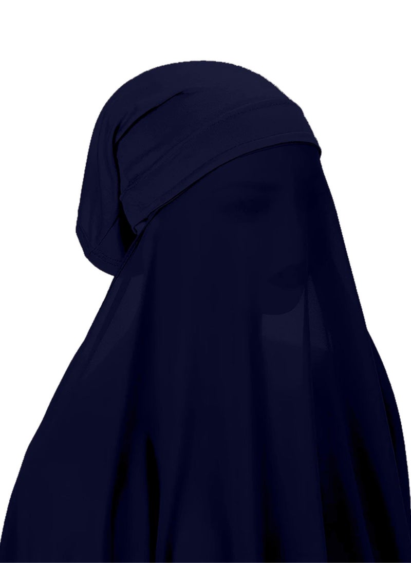 NUKHBAA Instant Hijab Wrap,Pullover Head Scarf with Tube Undercap Navy Blue color Hijab-HC15 - Image 3