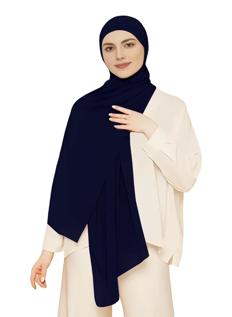 NUKHBAA Instant Hijab Wrap,Pullover Head Scarf with Tube Undercap Navy Blue color Hijab-HC15