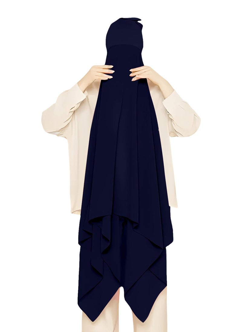 NUKHBAA Instant Hijab Wrap,Pullover Head Scarf with Tube Undercap Navy Blue color Hijab-HC15 - Image 2