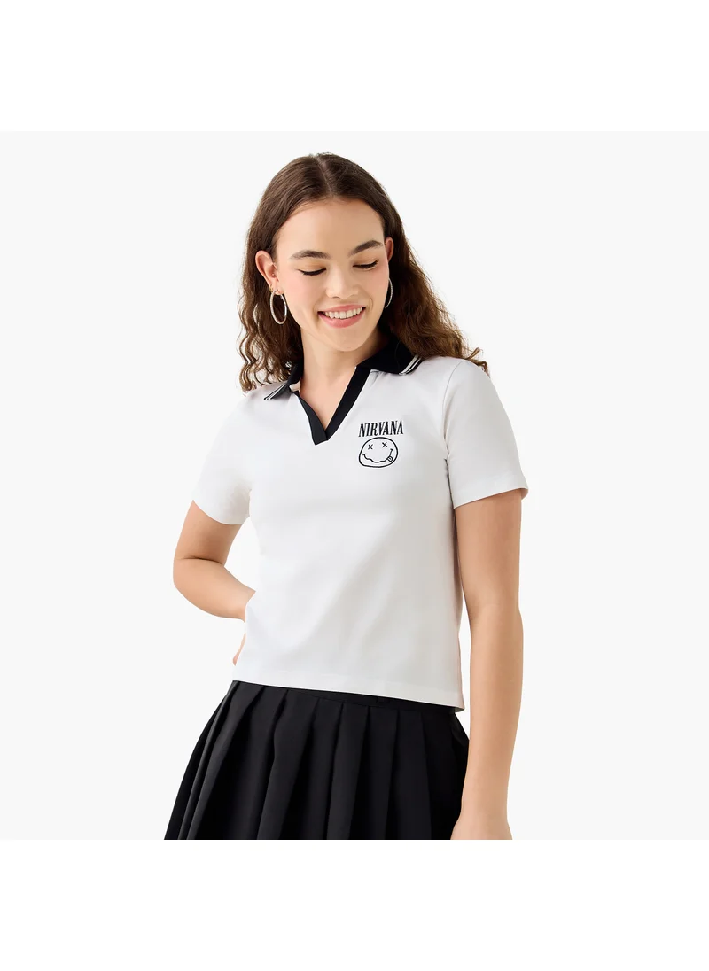 اس بي كاركترز Nirvana Embroidered Polo T-shirt with Short Sleeves