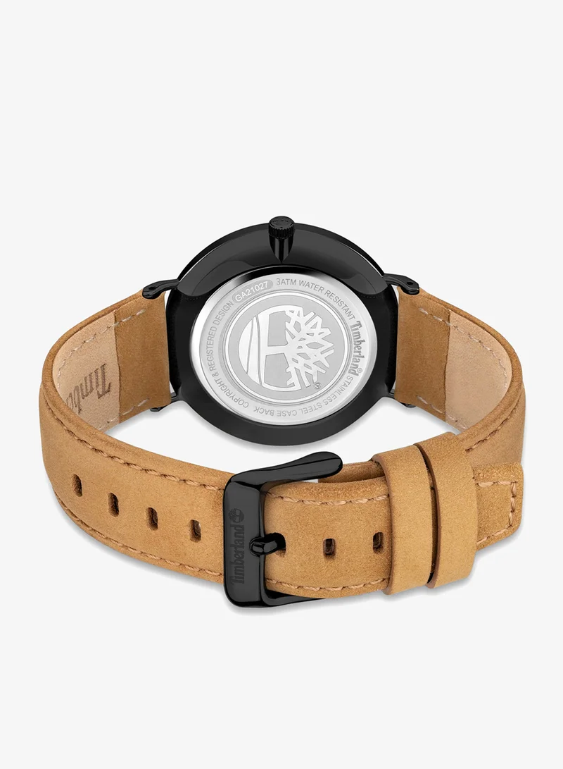 Timberland Black Kinsley Black Dial Beige Leather Strap Analog Watch for Men 42mm for Men | Best Price UAE