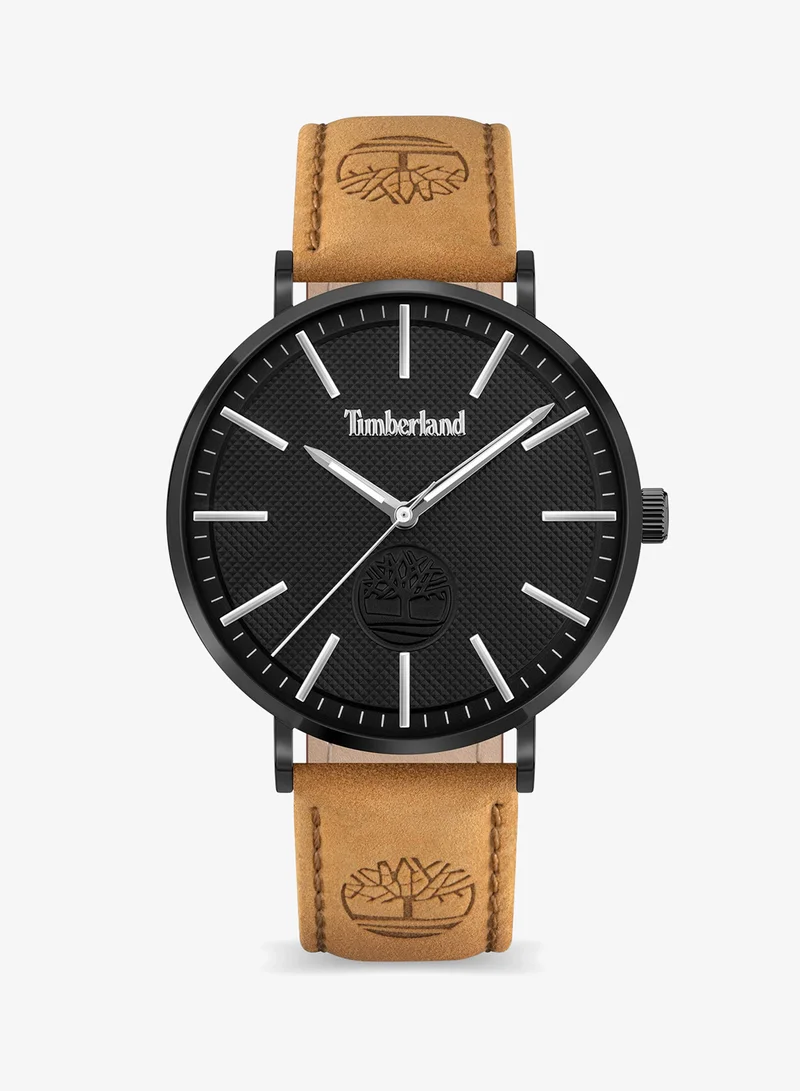Kinsley Black Dial Beige Leather Strap Analog Watch for Men 42mm
