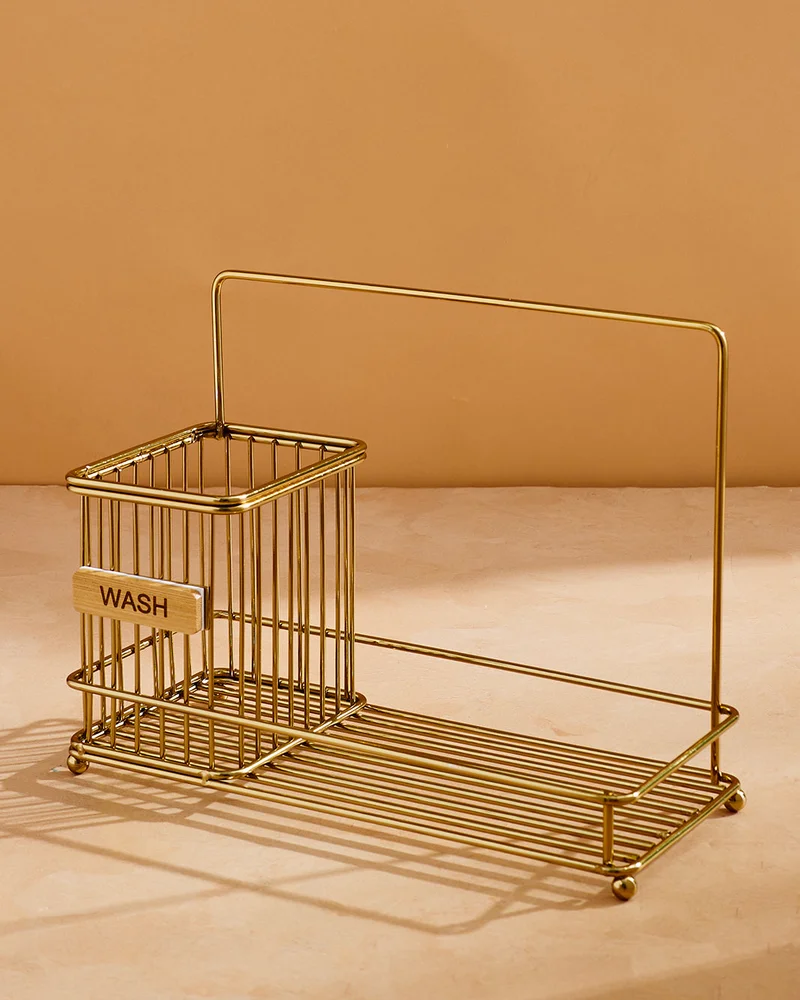 REDTAG Gold Rectangle Metal Sink Tray For Soap And Sponge