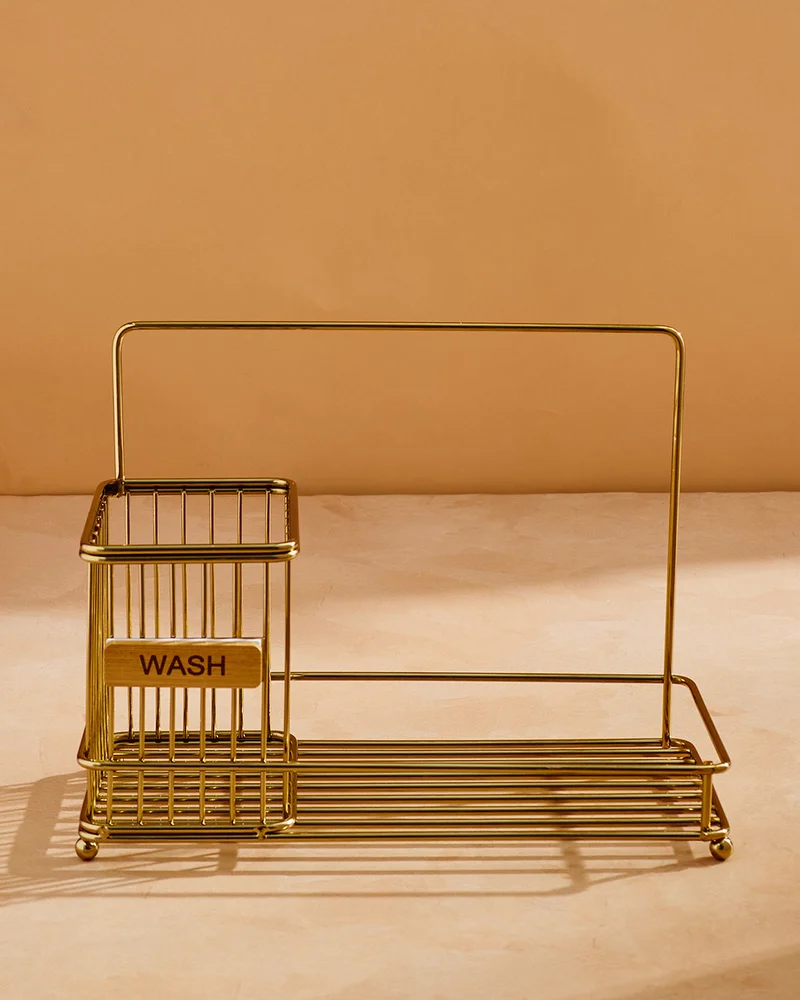 REDTAG Gold Rectangle Metal Sink Tray For Soap And Sponge
