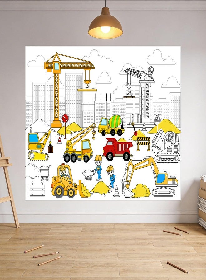 Tevxj Construction Coloring Poster for Dump Truck Giant Coloring Tablecloth Large Wall Art Coloring Poster Huge Table Cover Christmas Gift Birthday Party Supplies Favor 31.4 x 43.3 Inch - Image 4