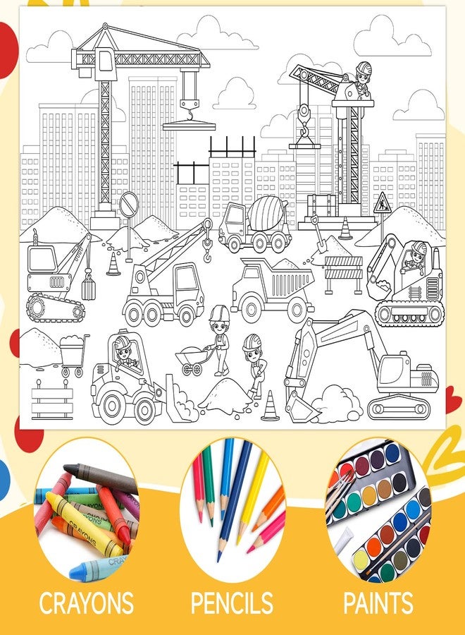 Tevxj Construction Coloring Poster for Dump Truck Giant Coloring Tablecloth Large Wall Art Coloring Poster Huge Table Cover Christmas Gift Birthday Party Supplies Favor 31.4 x 43.3 Inch - Image 3