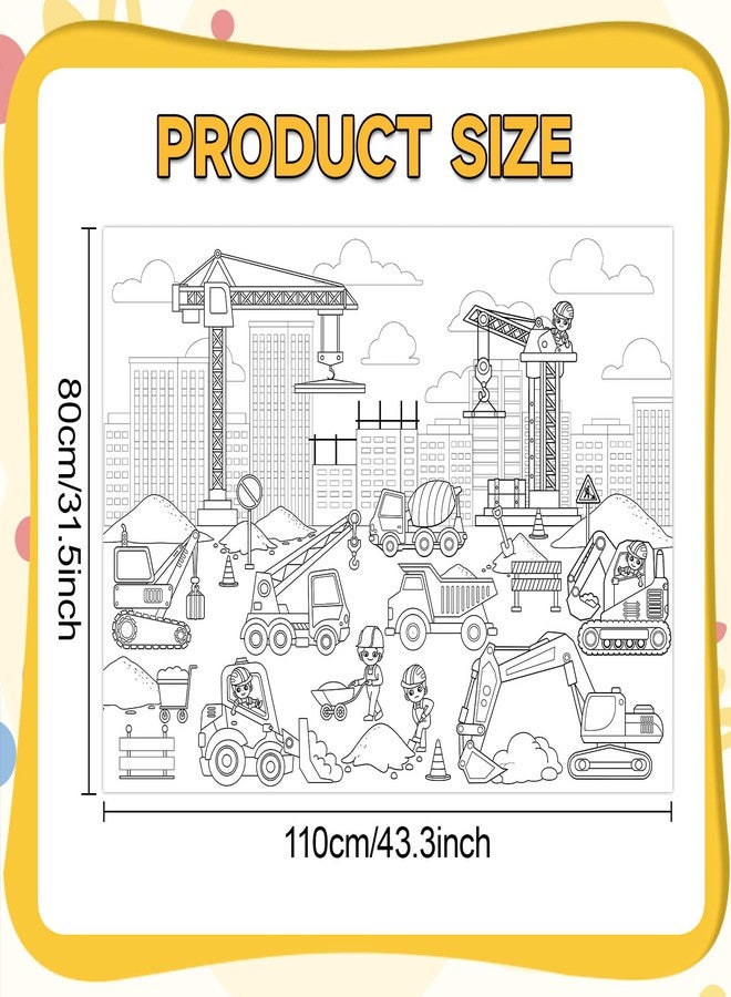 Tevxj Construction Coloring Poster for Dump Truck Giant Coloring Tablecloth Large Wall Art Coloring Poster Huge Table Cover Christmas Gift Birthday Party Supplies Favor 31.4 x 43.3 Inch - Image 2