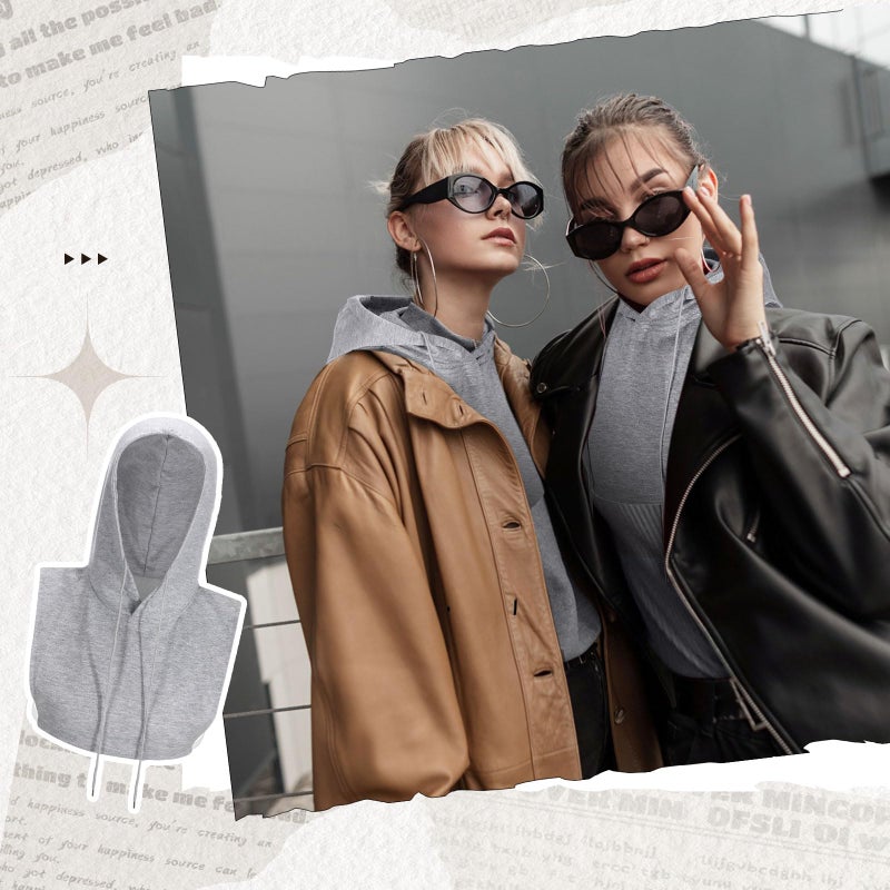 Cutecrop Hooded Fake Collar Detachable Half Blouse False Collar Dickey for Women and Men(Gray) - Image 5