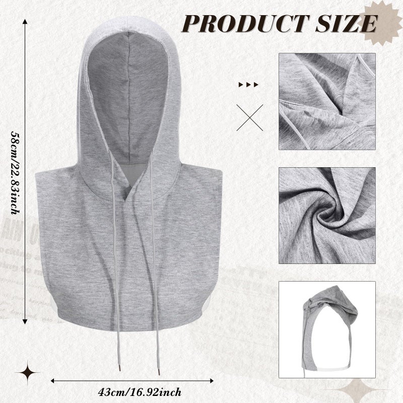 Cutecrop Hooded Fake Collar Detachable Half Blouse False Collar Dickey for Women and Men(Gray) - Image 2