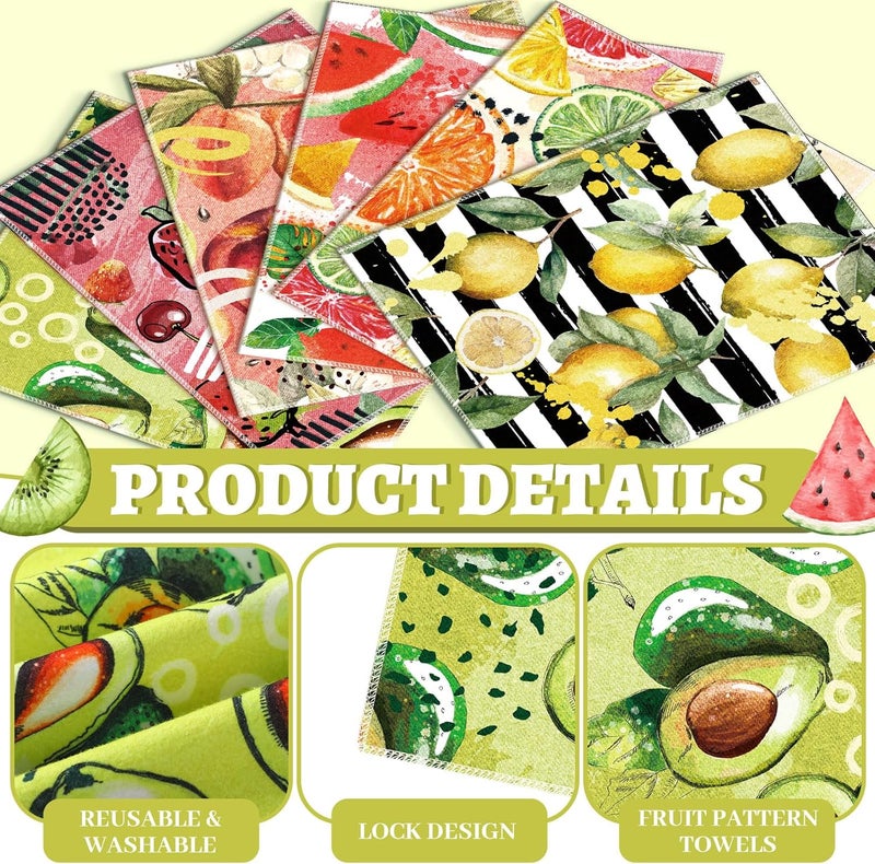 Noveread 36 Pack Fruit Reusable Cleaning Cloths Washable Cotton Kitchen Towels for Home (Fresh Color) - Image 2