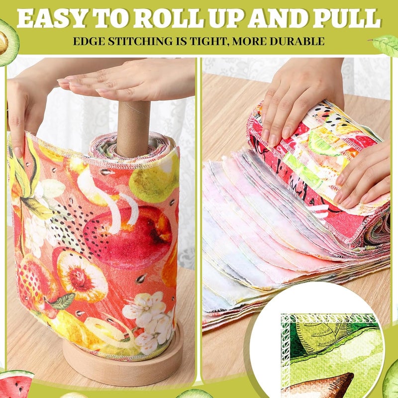 Noveread 36 Pack Fruit Reusable Cleaning Cloths Washable Cotton Kitchen Towels for Home (Fresh Color) - Image 4