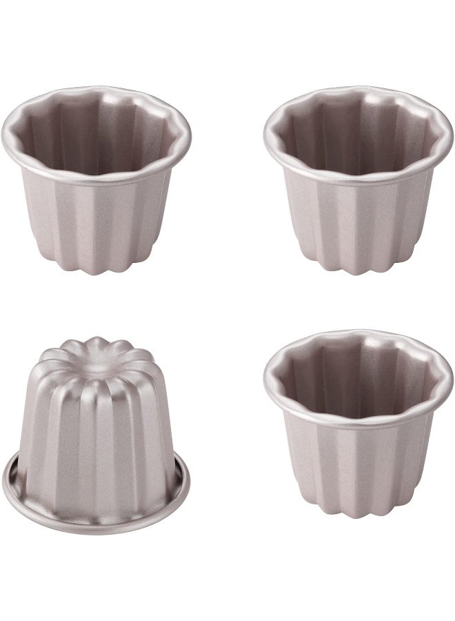 chefmade قالب كعكة كانيل من CHEFMADE، 2.6 بوصة 4 قطع، قالب مافن كانيل غير لاصق للخبز في الفرن (ذهبي شمبانيا) - Image 1